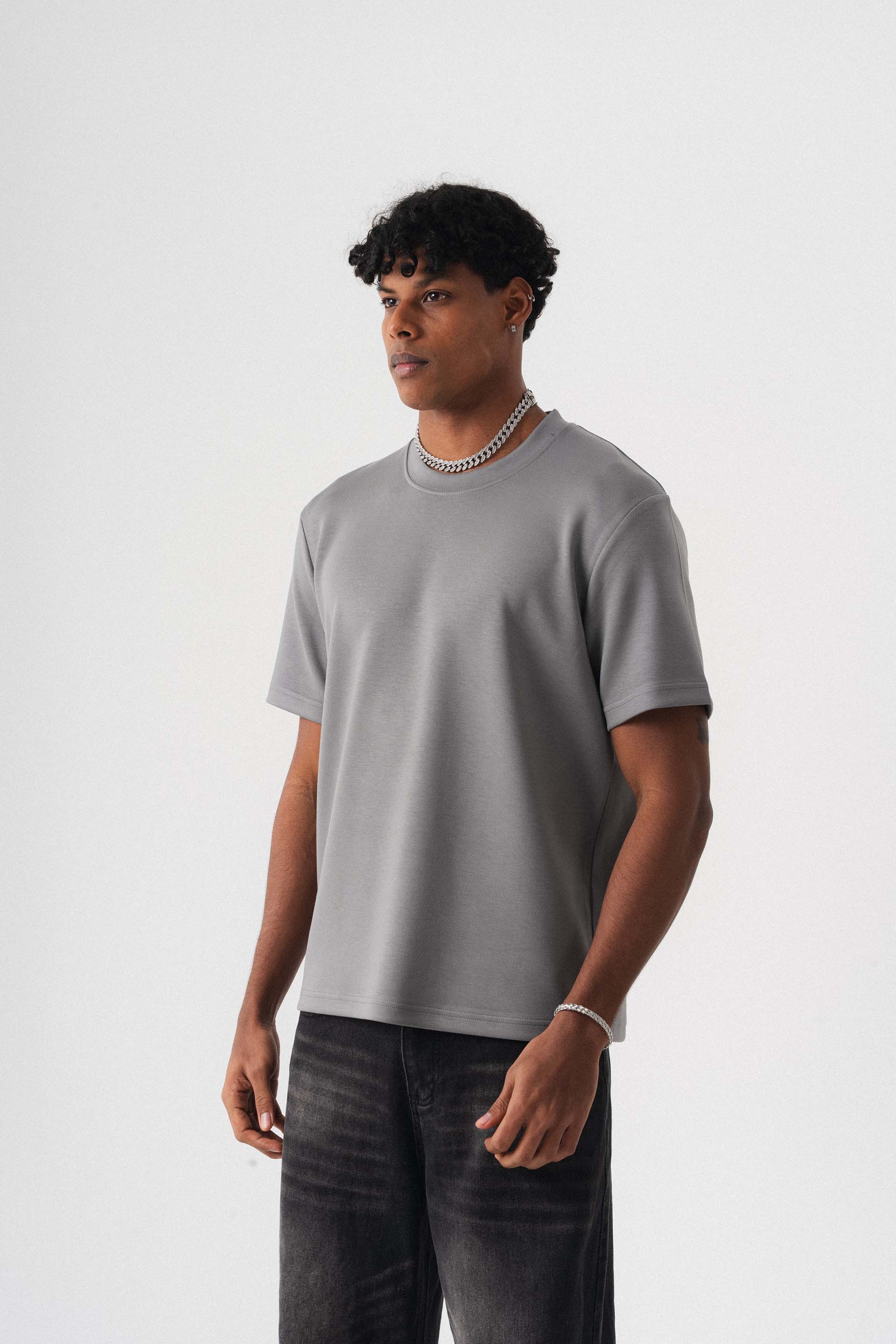 Oversize Basic Açık Gri T-Shirt