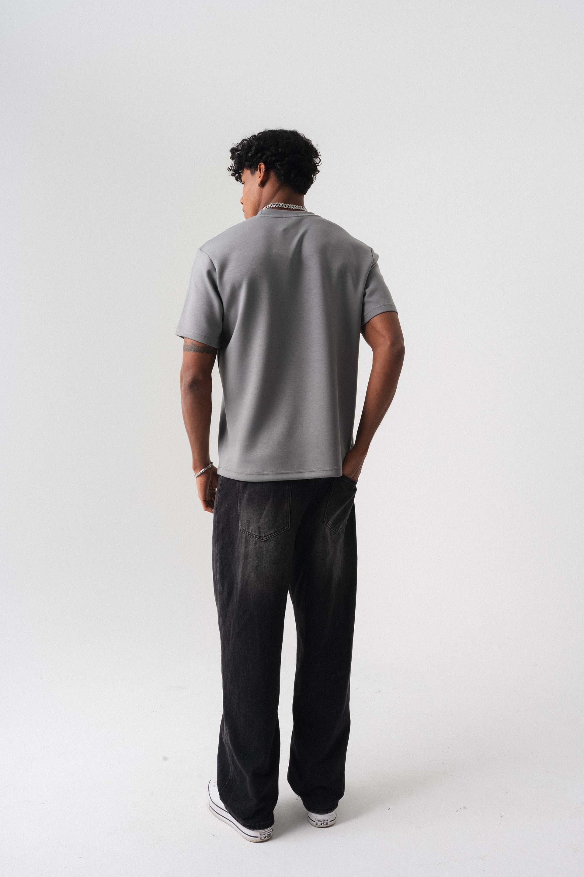 Oversize Basic Açık Gri T-Shirt