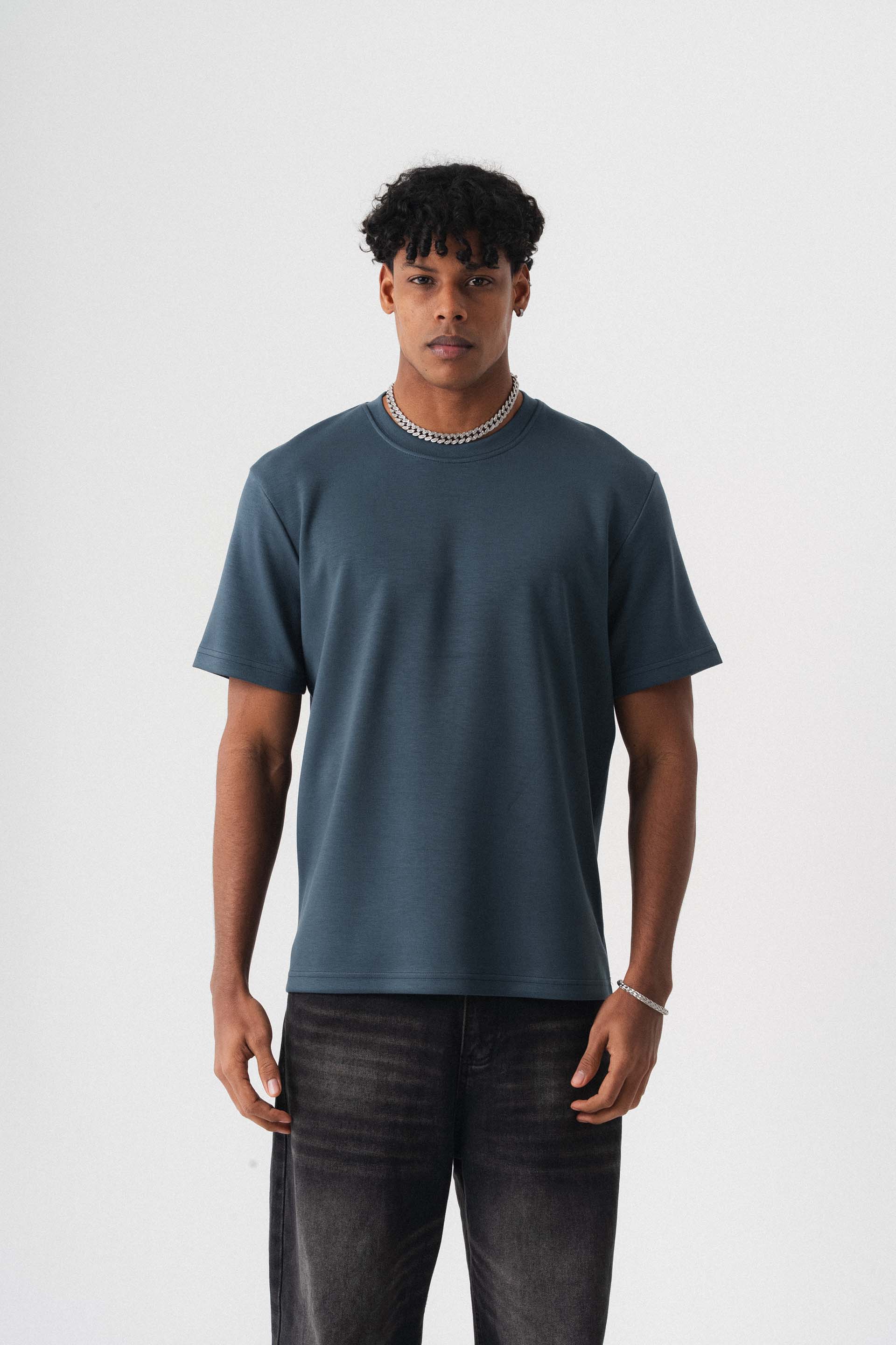 Oversize Basic Mavi T-Shirt