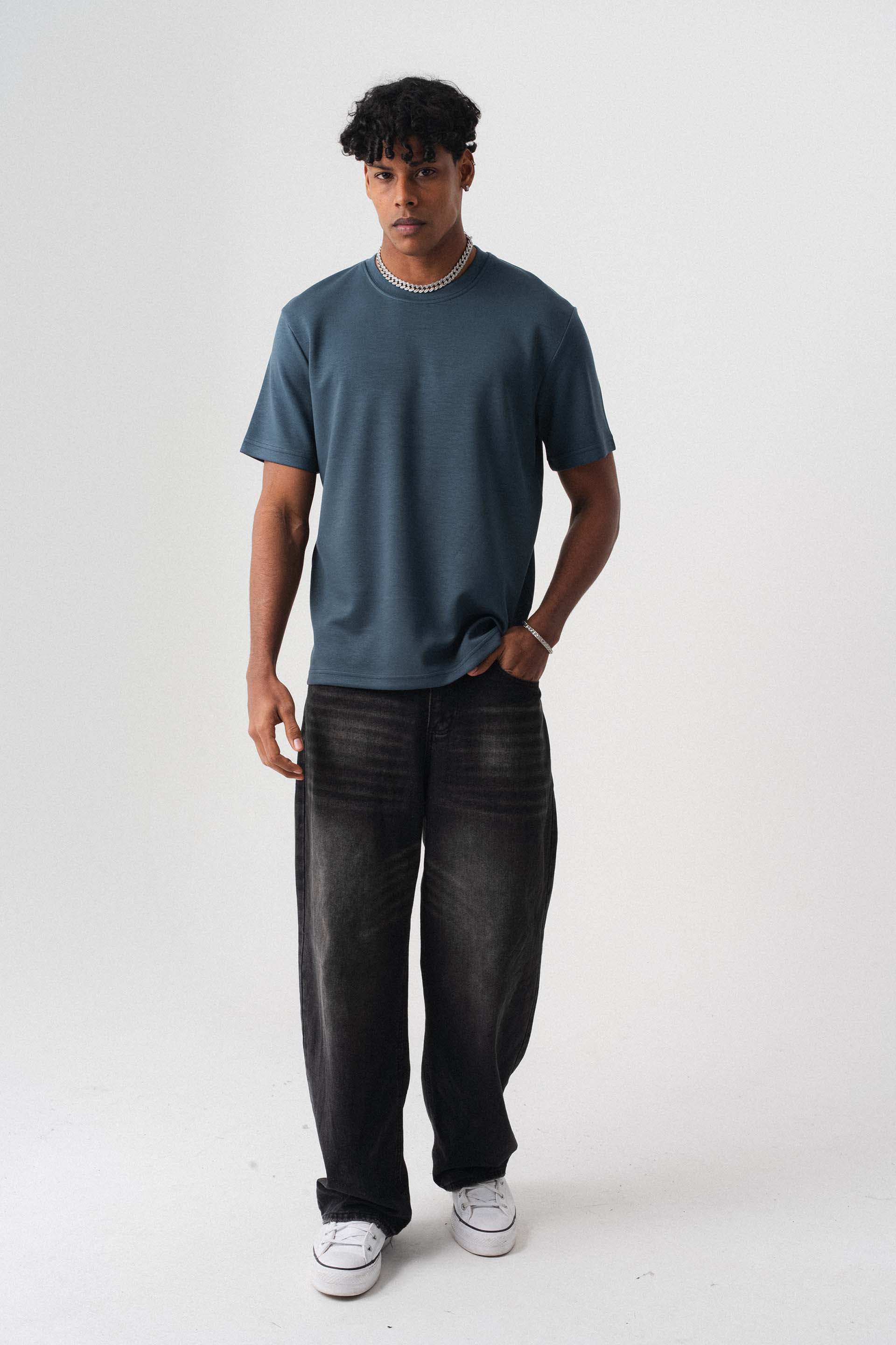 Oversize Basic Mavi T-Shirt