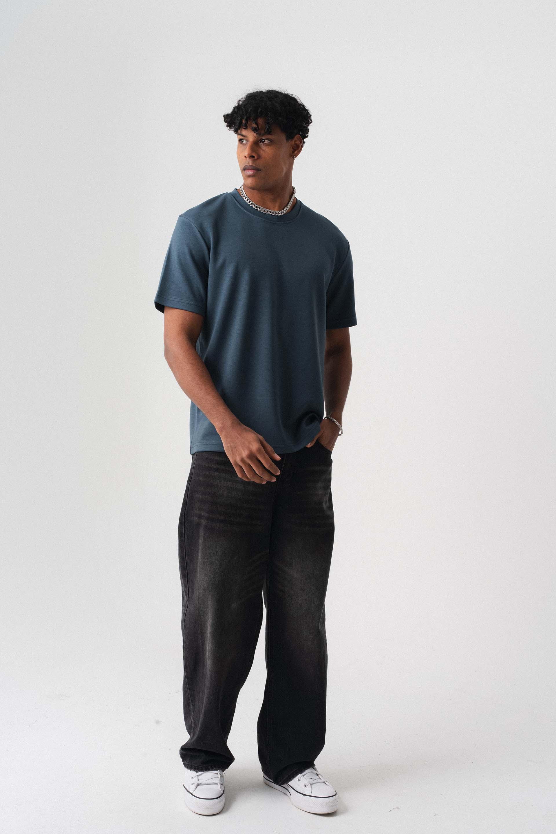Oversize Basic Mavi T-Shirt