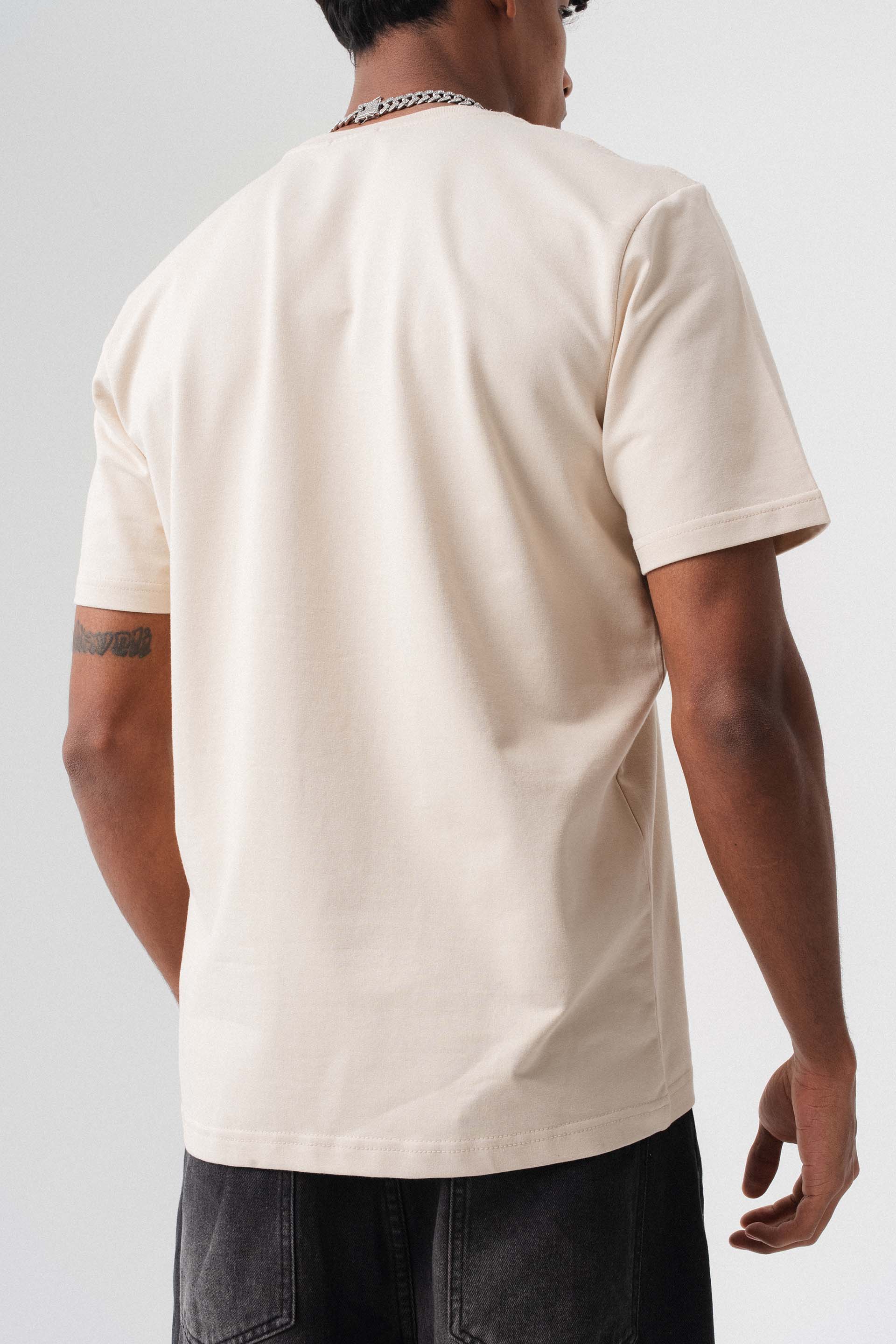 Oversize Basic Krem T-Shirt