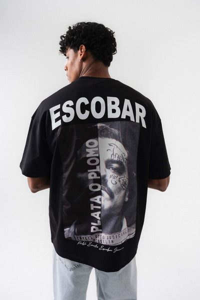 Pablo Emilio Escobar Siyah Oversize Baskılı T-Shirt