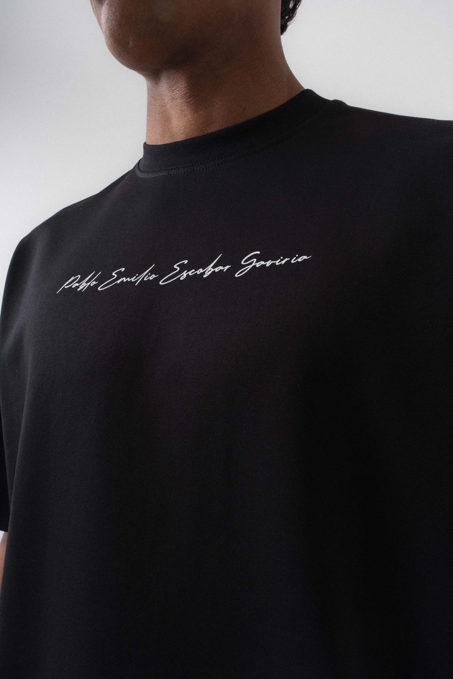 Pablo Emilio Escobar Siyah Oversize Baskılı T-Shirt