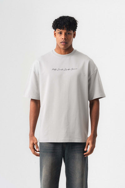 Pablo Emilio Escobar Gri Oversize Baskılı T-Shirt