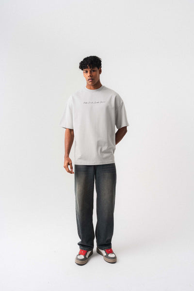 Pablo Emilio Escobar Gri Oversize Baskılı T-Shirt