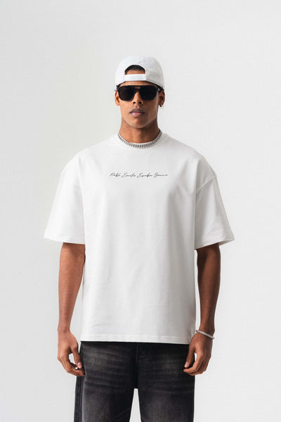 Pablo Emilio Escobar Beyaz Oversize Baskılı T-Shirt