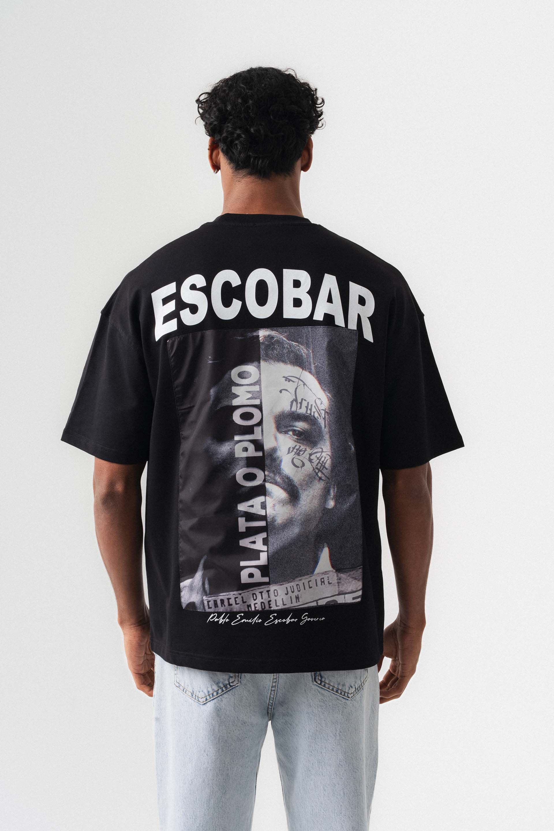 Pablo Emilio Escobar Siyah Oversize Baskılı T-Shirt