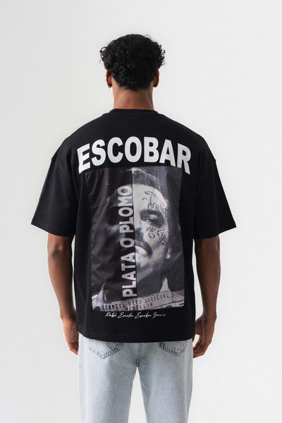 Pablo Emilio Escobar Siyah Oversize Baskılı T-Shirt