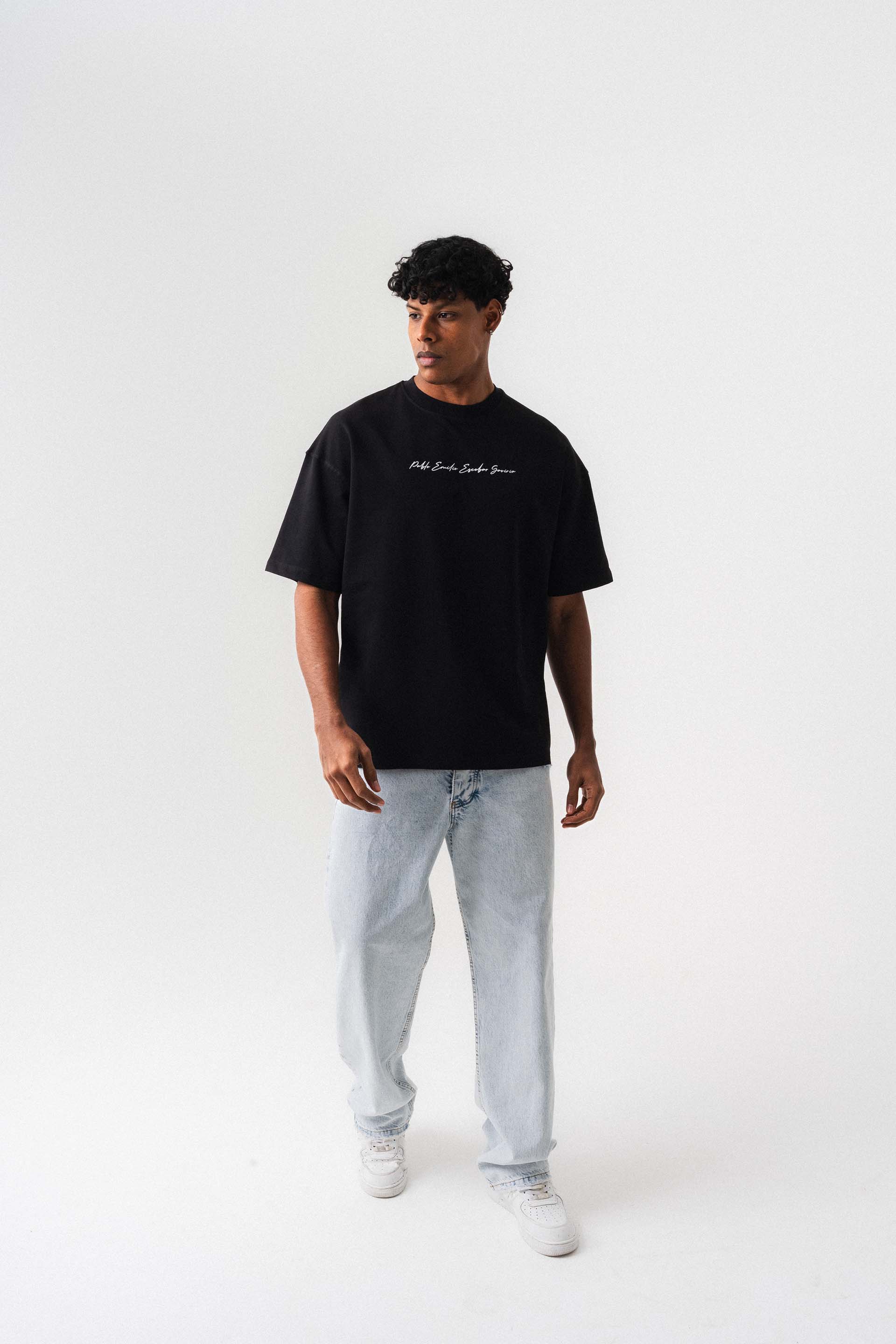 Pablo Emilio Escobar Siyah Oversize Baskılı T-Shirt