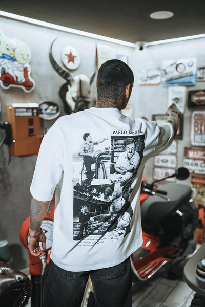 Pablo Escobar Oversize White T-Shirt with Back Picture
