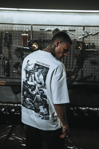 Pablo Escobar Oversize White T-Shirt with Back Picture