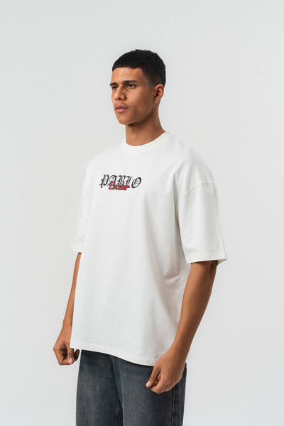 Pablo Escobar Baskılı Beyaz Oversize Baskılı T-Shirt