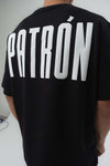 Patron Kabartmalı Siyah Oversize Baskılı T-Shirt