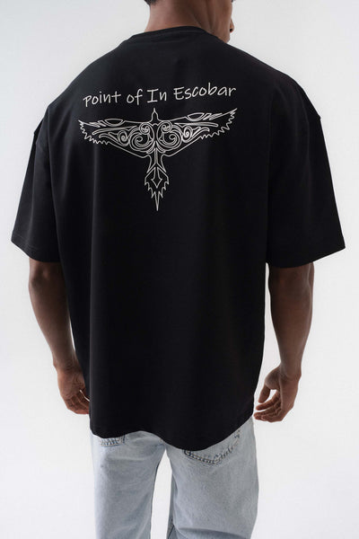 Point Of In Escobar Siyah Oversize Baskılı T-Shirt