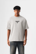 Point Of In Escobar Gri Oversize Baskılı T-Shirt