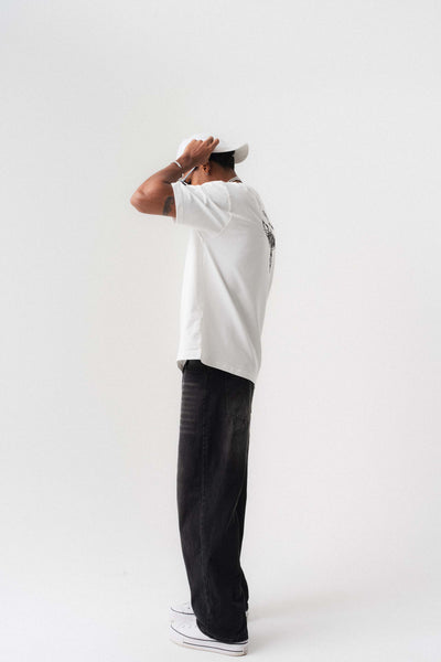 Point Of In Escobar Beyaz Oversize Baskılı T-Shirt