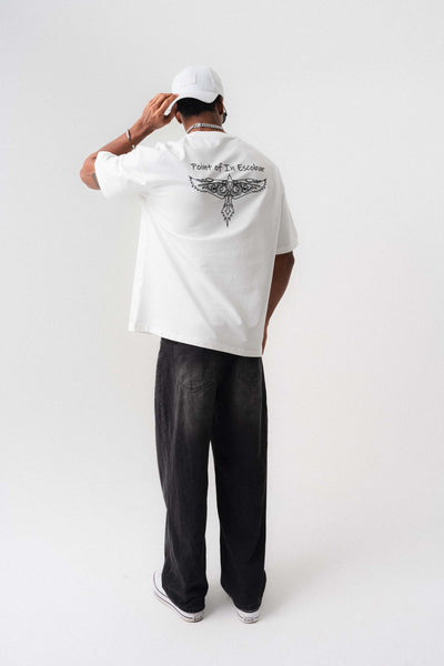 Point Of In Escobar Beyaz Oversize Baskılı T-Shirt