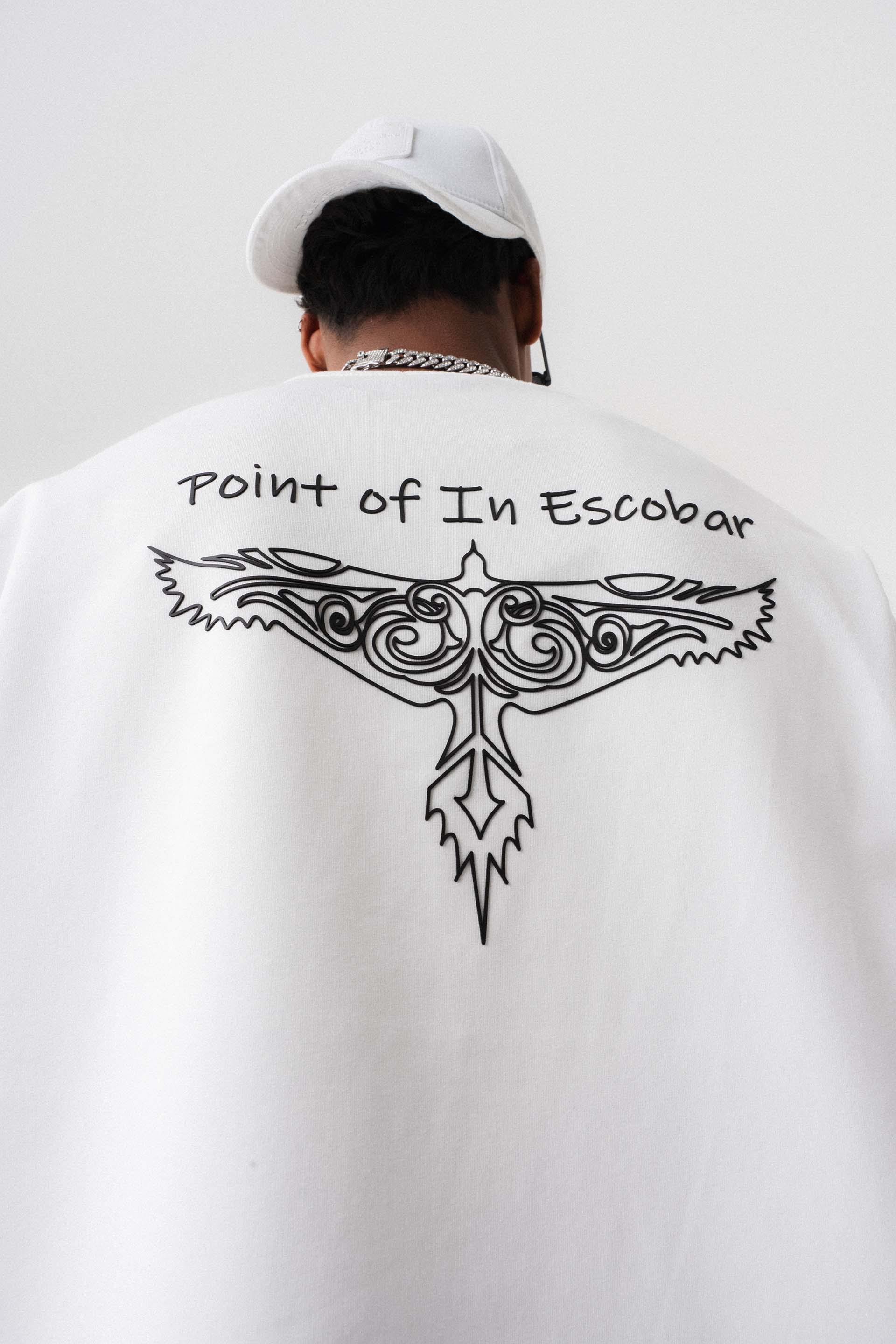 Point Of In Escobar Beyaz Oversize Baskılı T-Shirt