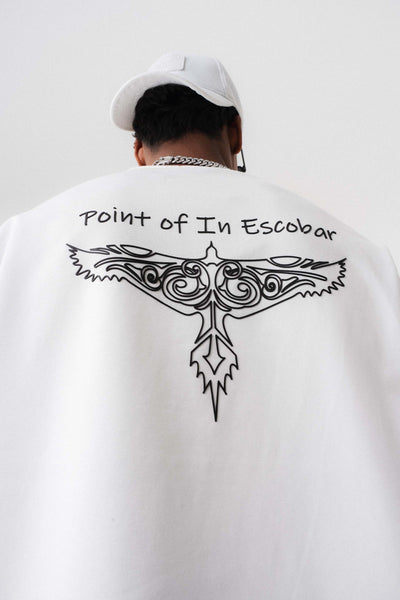 Point Of In Escobar Beyaz Oversize Baskılı T-Shirt