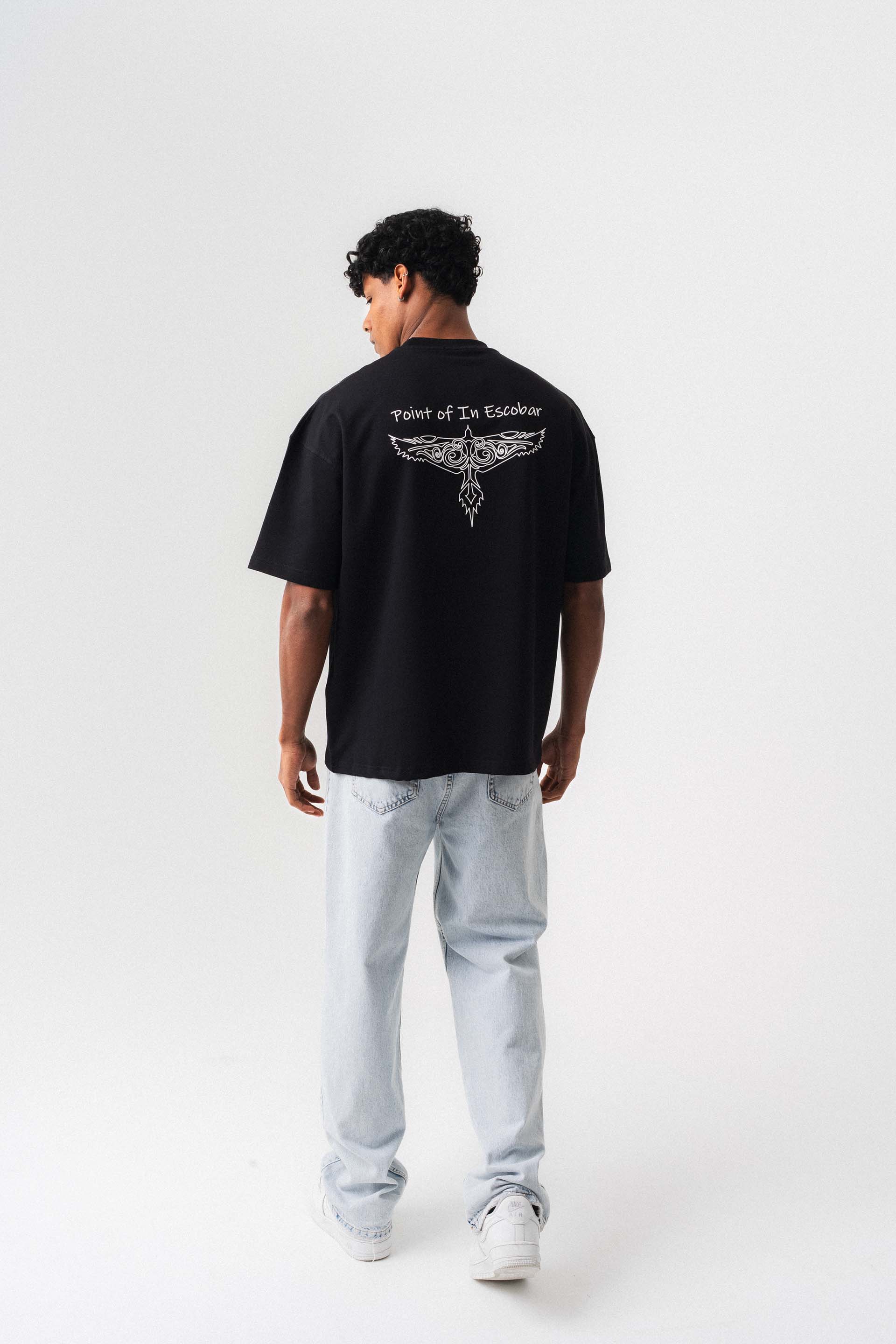 Point Of In Escobar Siyah Oversize Baskılı T-Shirt