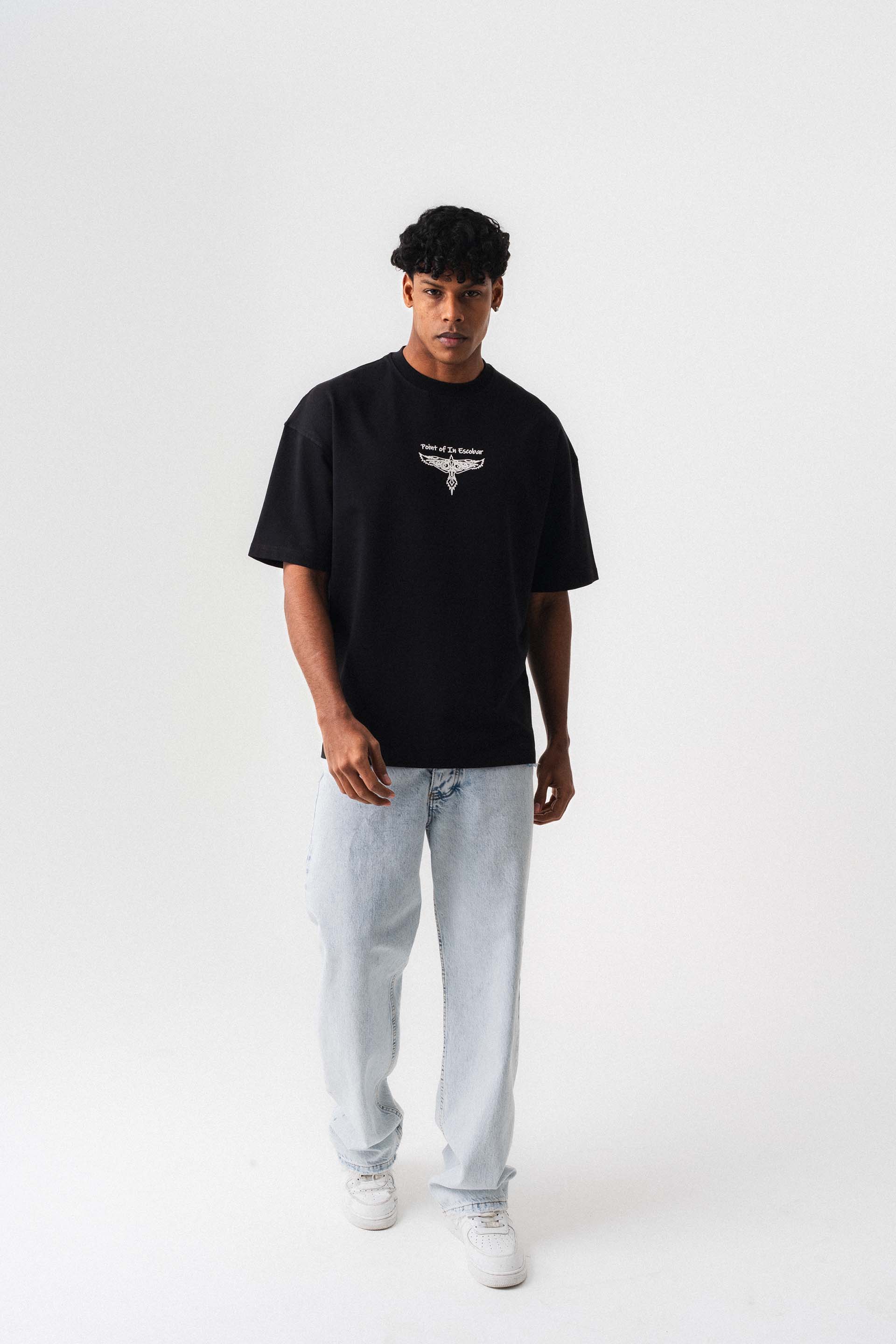 Point Of In Escobar Siyah Oversize Baskılı T-Shirt