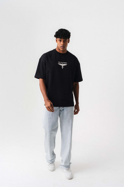 Point Of In Escobar Siyah Oversize Baskılı T-Shirt