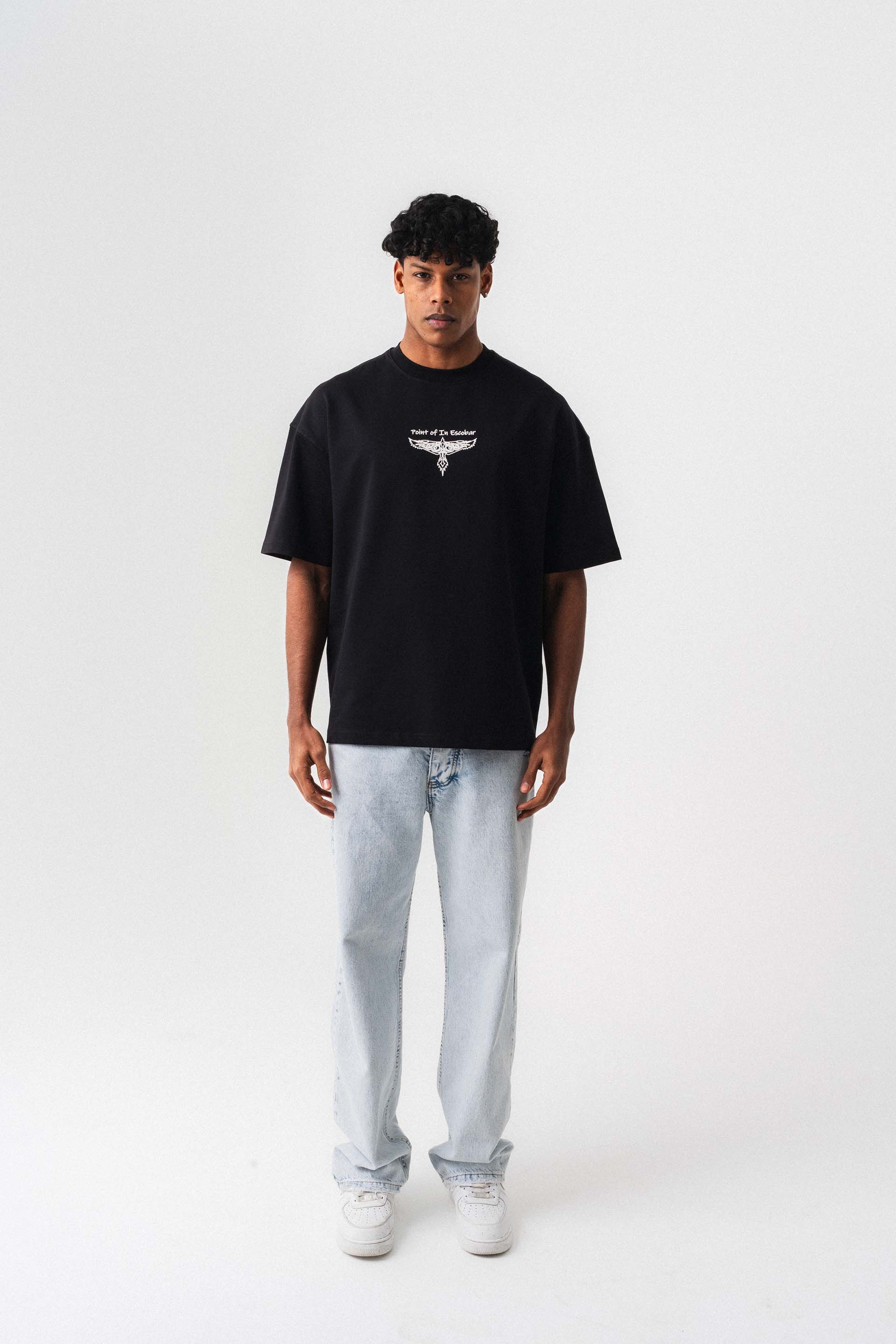 Point Of In Escobar Siyah Oversize Baskılı T-Shirt