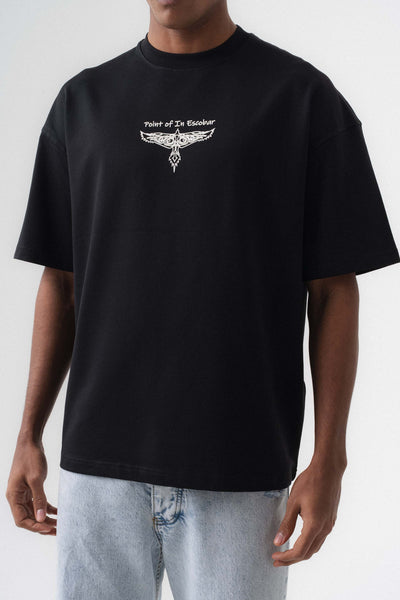 Point Of In Escobar Siyah Oversize Baskılı T-Shirt
