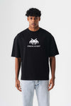 Press Start The Game Baskılı Oversize T-Shirt Siyah
