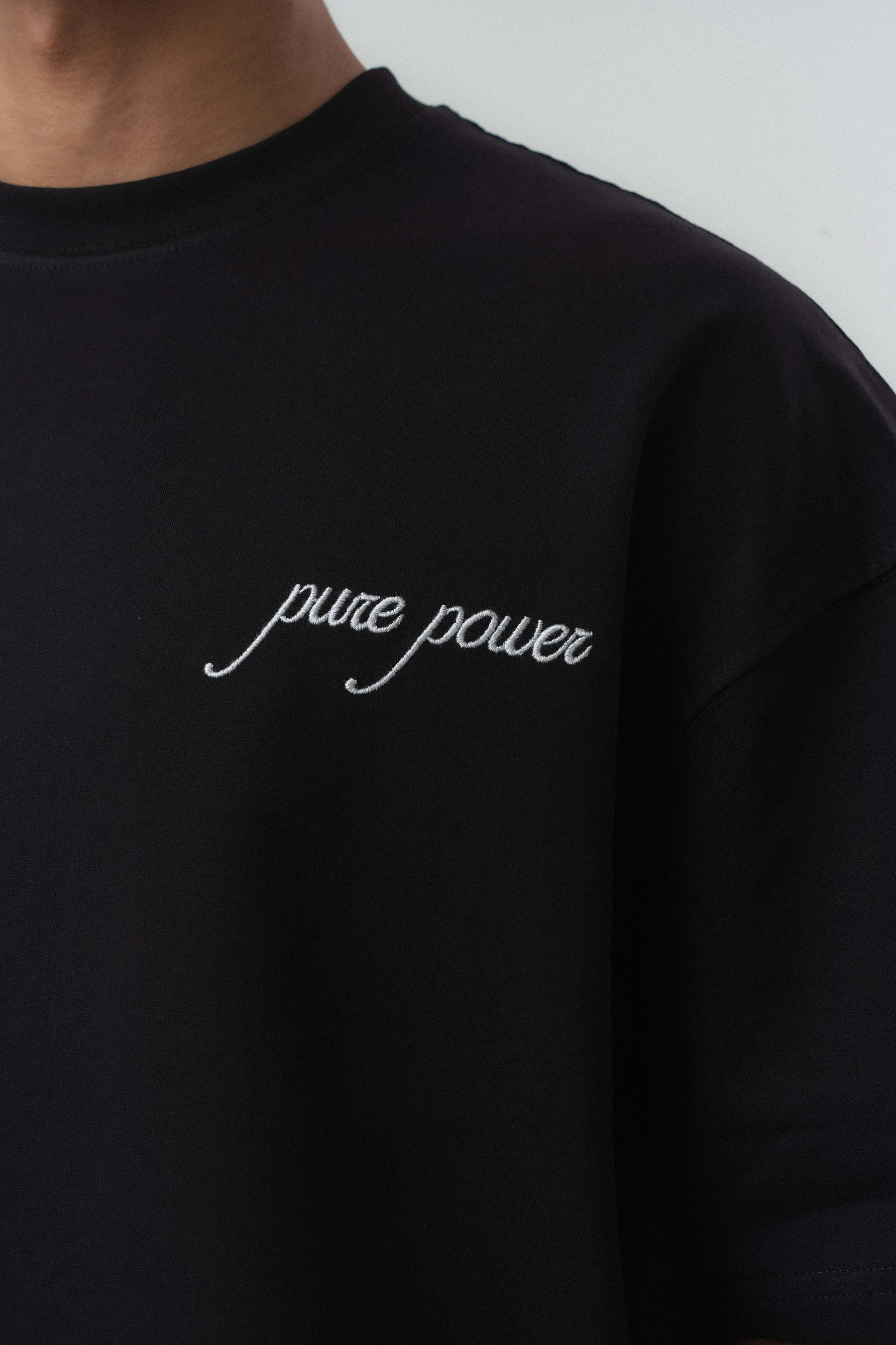 Pure Power At Baskılı Siyah Oversize Baskılı T-Shirt