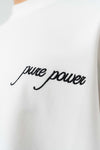Pure Power At Baskılı Beyaz Oversize Baskılı T-Shirt