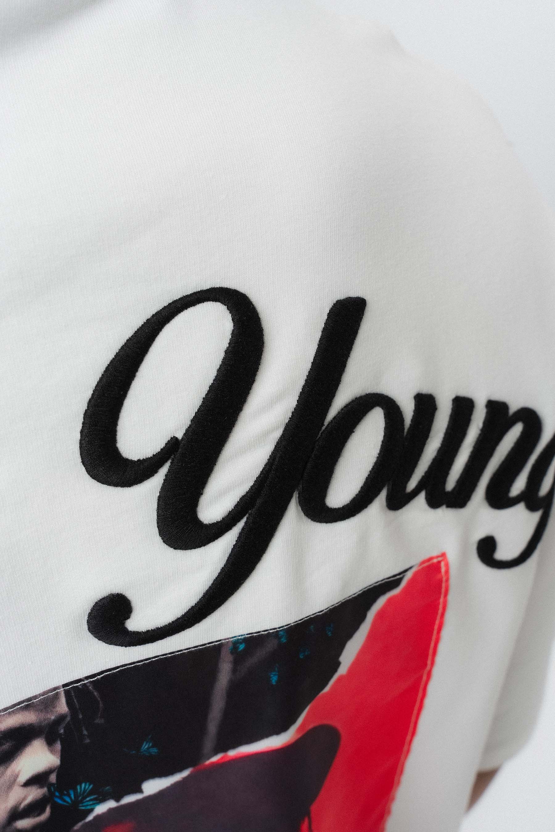 Forever Young Baskılı Beyaz Oversize Baskılı T-Shirt