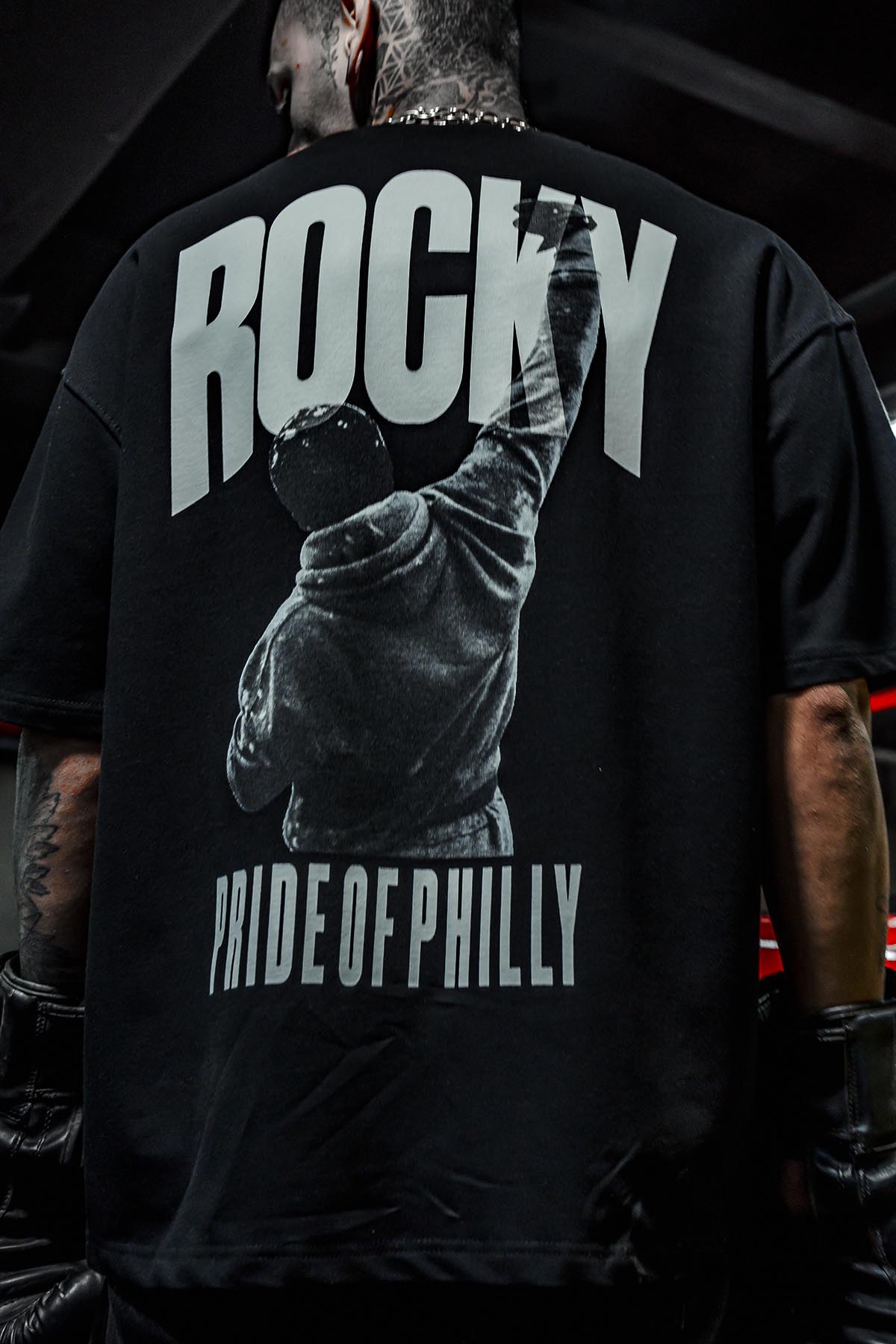 Robert Rocky Balboa Baskılı Oversize Siyah T-Shirt