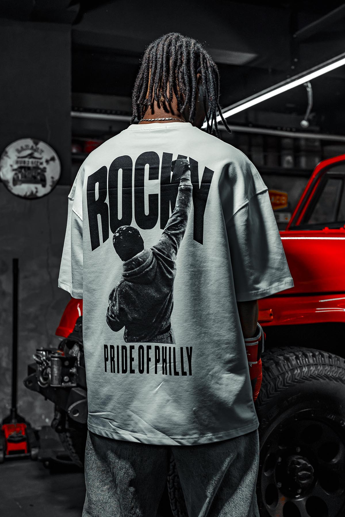 Robert Rocky Balboa Baskılı Oversize Beyaz T-Shirt