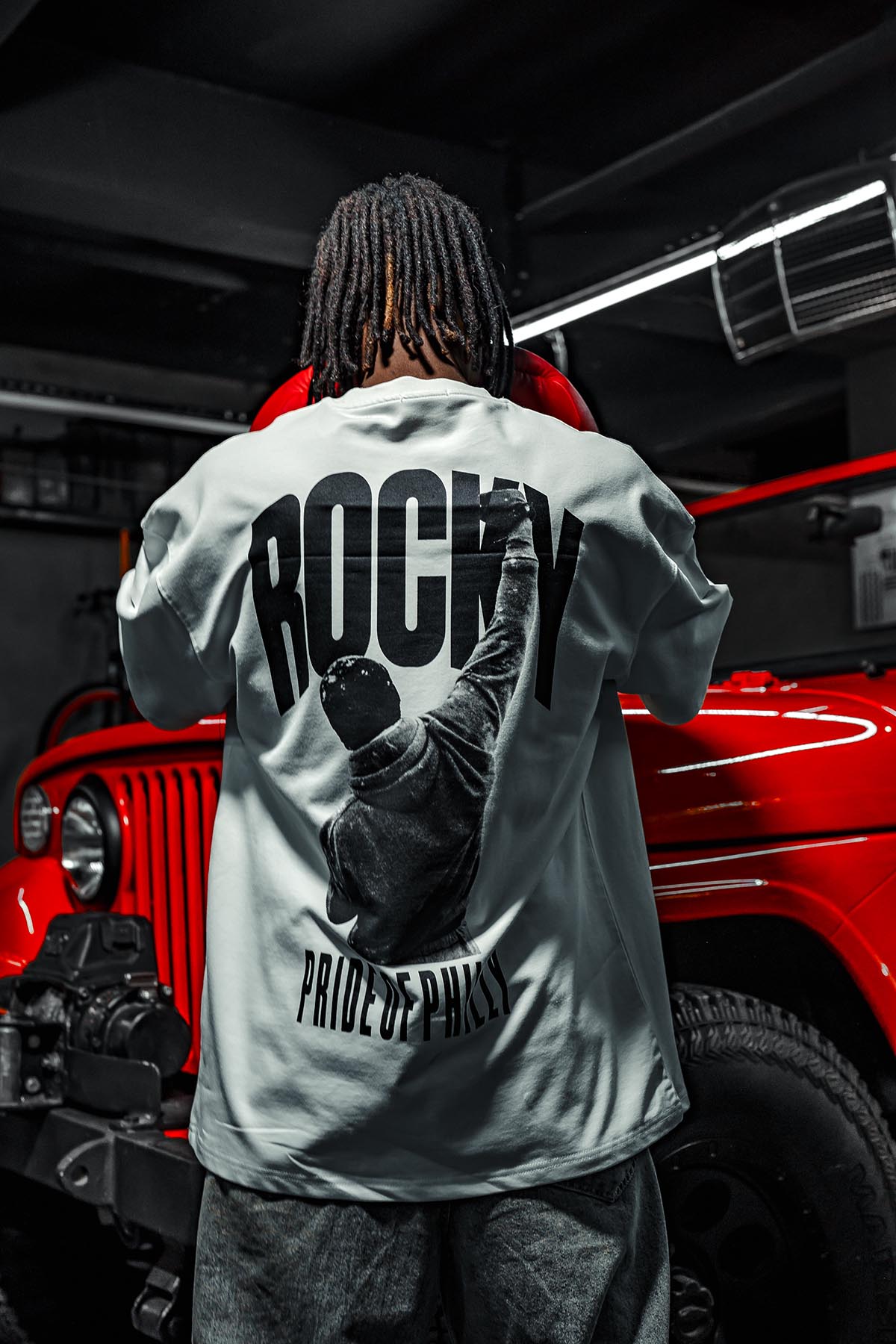 Robert Rocky Balboa Baskılı Oversize Beyaz T-Shirt