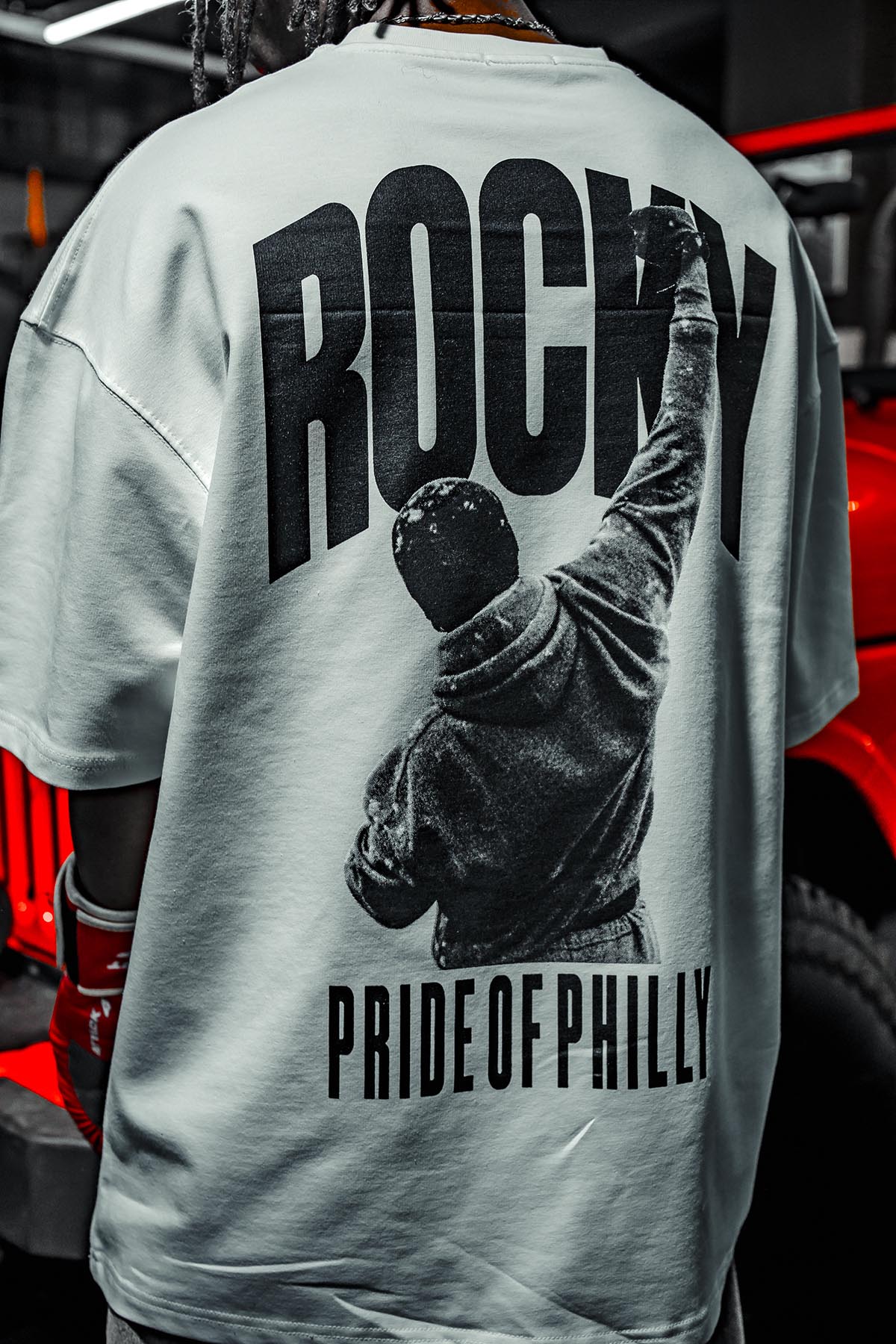 Robert Rocky Balboa Baskılı Oversize Beyaz T-Shirt