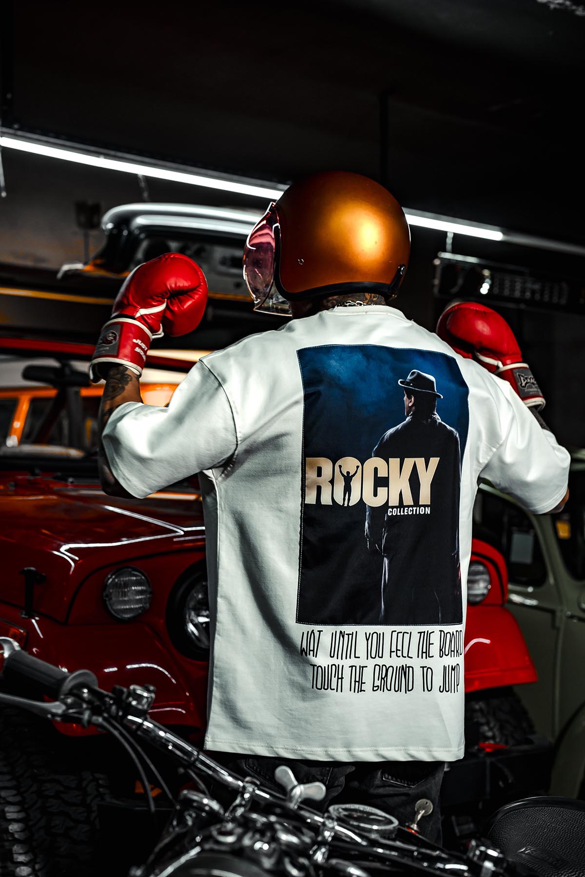 Rocky Balboa Collection Patchli Oversize Beyaz T-Shirt