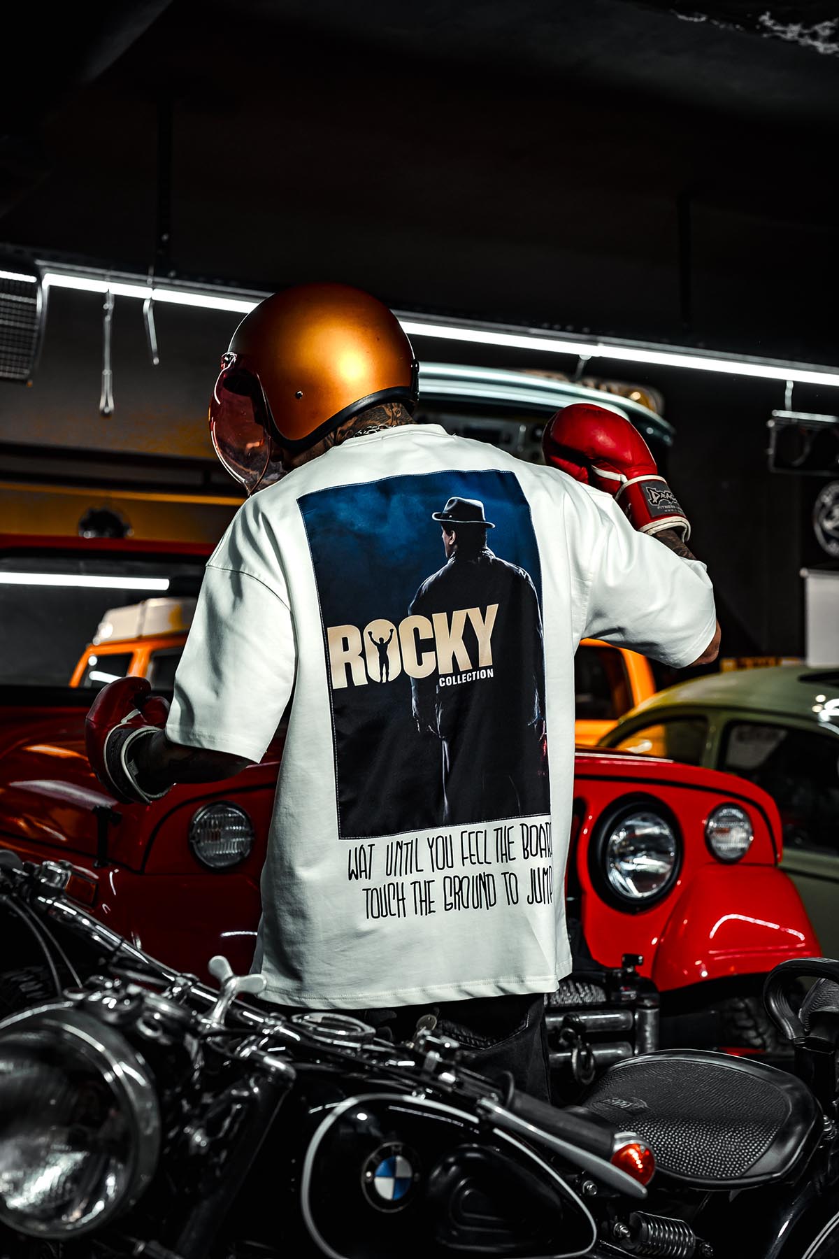 Rocky Balboa Collection Patchli Oversize Beyaz T-Shirt