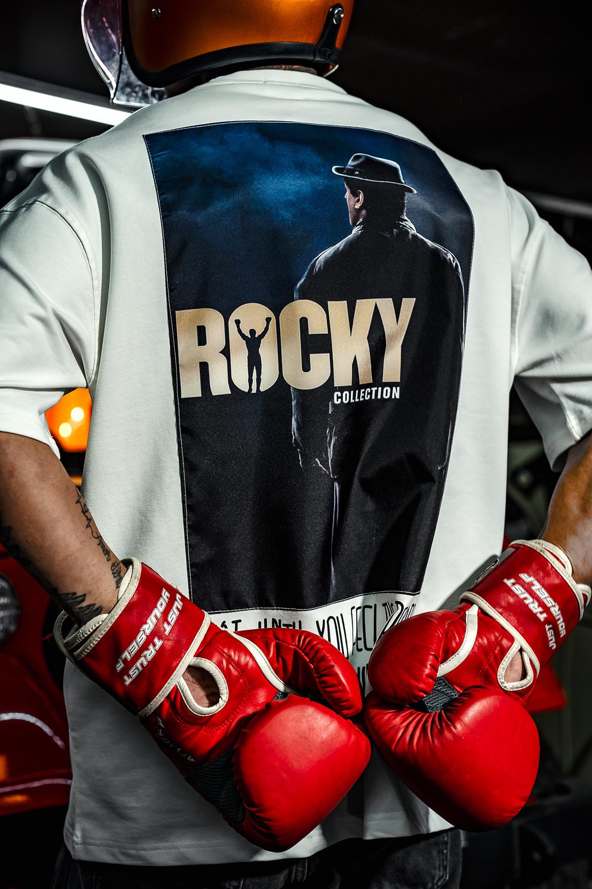 Rocky Balboa Collection Patchli Oversize Beyaz T-Shirt