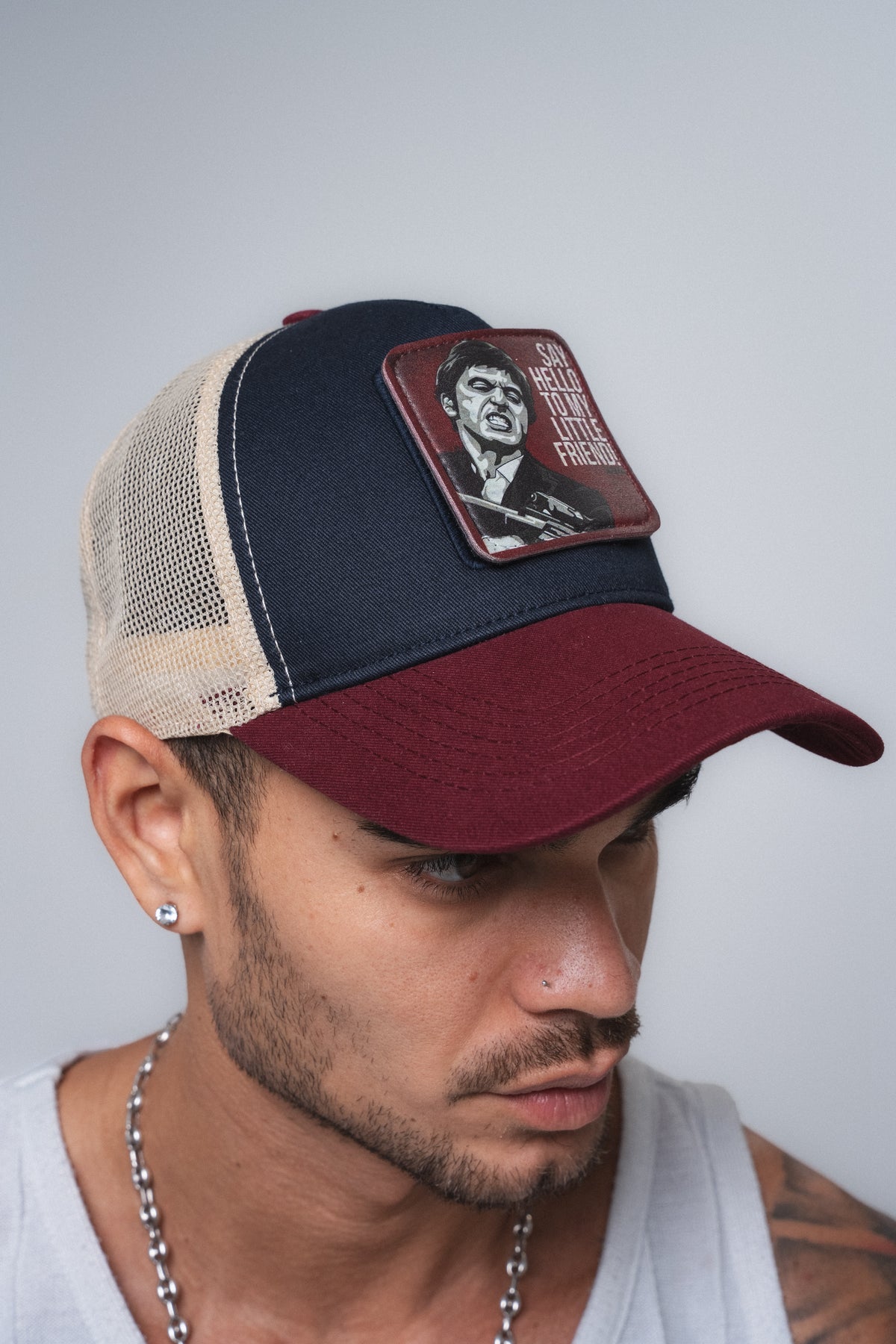 Scarface Lacivert-Bordo Fileli Şapka ürün görseli 3