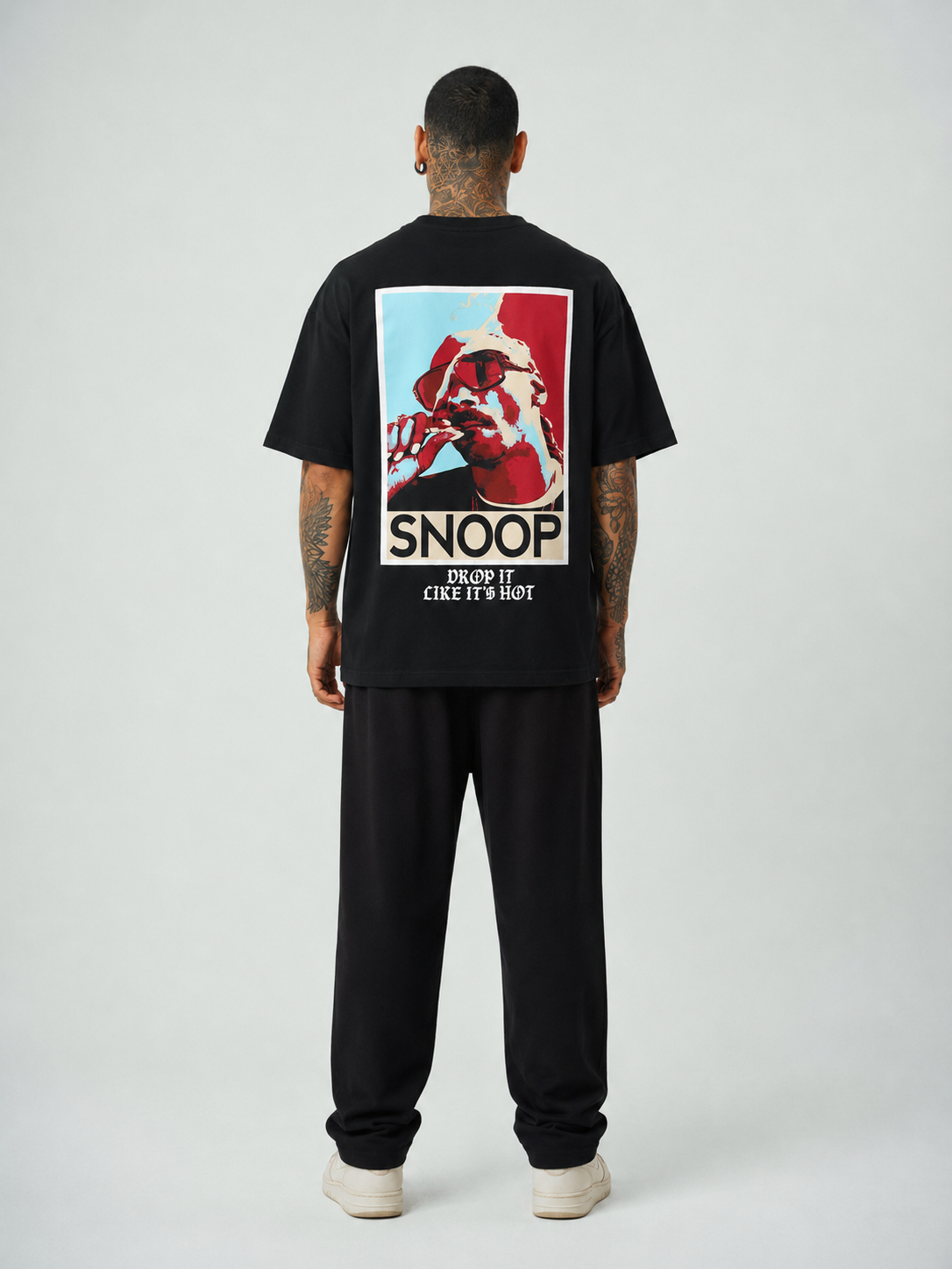 Snopp Dogg  Baskılı Siyah Oversize T-Shirt