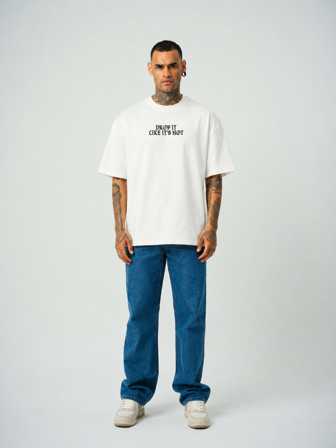 Snopp Dogg  Baskılı Beyaz Oversize T-Shirt