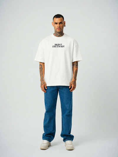 Snopp Dogg  Baskılı Beyaz Oversize T-Shirt