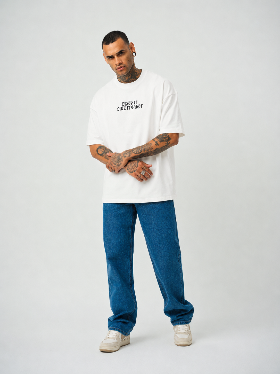 Snopp Dogg  Baskılı Beyaz Oversize T-Shirt