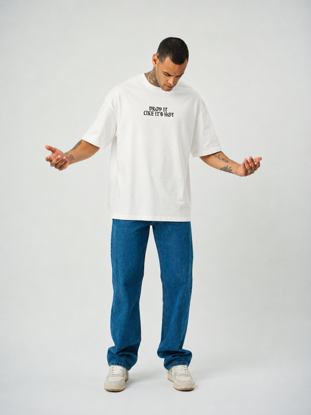 Snopp Dogg  Baskılı Beyaz Oversize T-Shirt