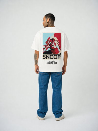 Snopp Dogg  Baskılı Beyaz Oversize T-Shirt