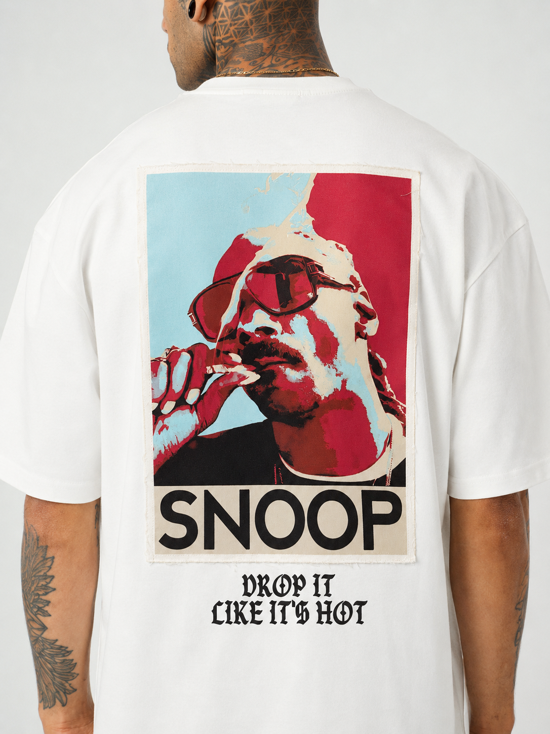 Snopp Dogg  Baskılı Beyaz Oversize T-Shirt