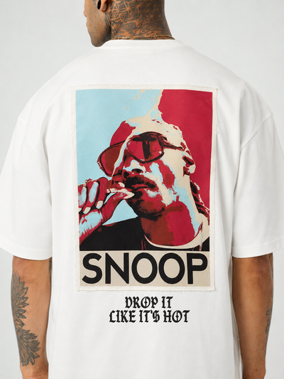 Snopp Dogg  Baskılı Beyaz Oversize T-Shirt