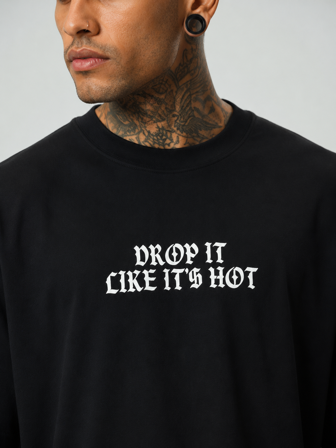 Snopp Dogg  Baskılı Siyah Oversize T-Shirt